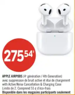 Pharmaprix APPLE AIRPODS 4th Generation with Active Noise Cancellation & Charging Case offer