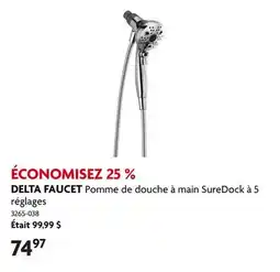 Home Hardware Pomme de douche à main SureDock à 5 réglages offer