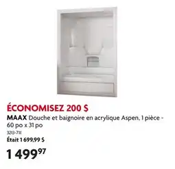 Home Hardware Douche et baignoire en acrylique Aspen, 1 pièce - 60 po x 31 po offer