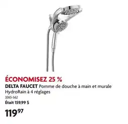 Home Hardware Pomme de douche à main et murale HydroRain à 4 réglages offer