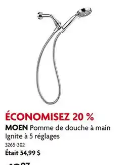 Home Hardware Pomme de douche à main Ignite à 5 réglages offer