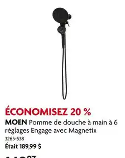 Home Hardware Pomme de douche à main à 6 réglages Engage avec Magnetix offer