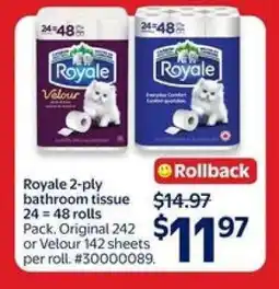 Walmart Royale 2-Ply Bathroom Tissue offer