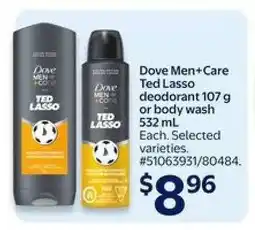 Walmart Dove Men+Care Ted Lasso deodorant or body wash offer
