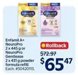 Walmart Enfamil A+ NeuroPro or NeuroPro Gentlease offer