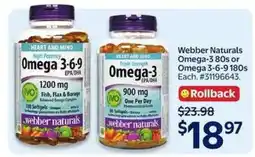 Walmart Webber Naturals Omega-3 80s or Omega 3-6-9 180s offer