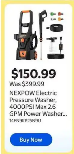 Walmart NEXPOW Electric Pressure Washer offer
