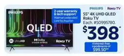 Walmart PHILIPS 55 4K UHD QLED Roku TV offer