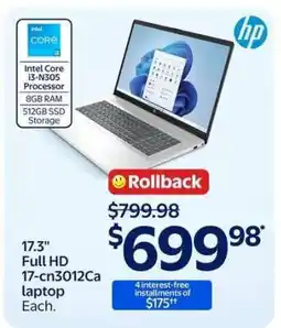 Walmart HP 17.3 Full HD 17-cn3012ca Laptop offer