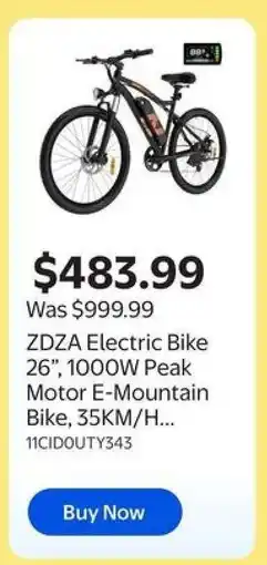 Walmart ZDZA Electric Bike 26” offer