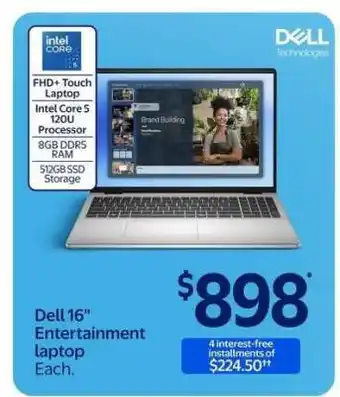 Walmart Dell 16 Entertainment Laptop offer