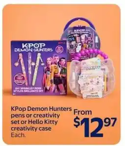 Walmart KPop Demon Hunters pens or creativity set or Hello Kitty creativity case offer