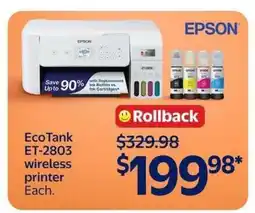 Walmart EcoTank ET-2803 wireless printer offer