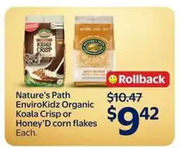Walmart Nature's Path EnviroKidz Organic Koala Crisp or Honey'd Corn Flakes offer
