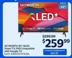Walmart SKYWORTH 40 QLED Smart TV offer