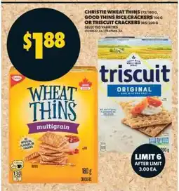 Real Canadian Superstore Christie Wheat Thins, Good Thins Rice Crackers, or Triscuit Crackers offer
