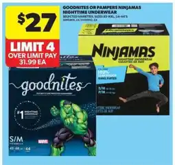 Real Canadian Superstore Goodnites or Pampers Ninjamas Nighttime Underwear offer