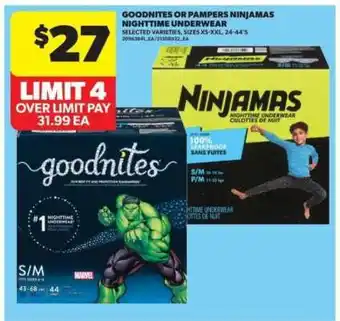 Goodnites or Pampers Ninjamas Nighttime Underwear