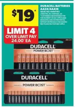 Real Canadian Superstore Duracell Batteries AA24/AAA16 offer
