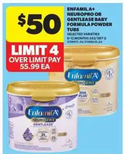 Real Canadian Superstore Enfamil A+ NeuroPro or Gentlease Baby Formula Powder Tubs offer