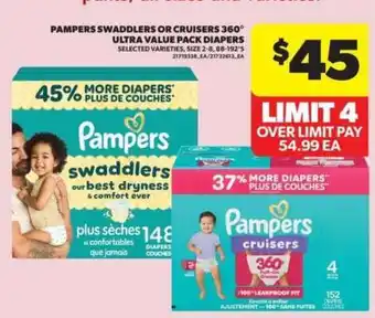 Real Canadian Superstore Pampers Swaddlers or Cruisers 360° ultra value pack diapers offer