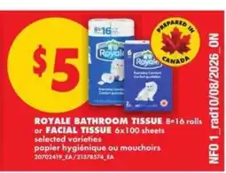 No Frills ROYALE BATHROOM TISSUE or FACIAL TISSUE offer