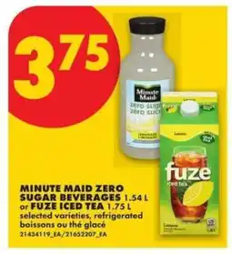 No Frills MINUTE MAID ZERO SUGAR BEVERAGES or FUZE ICED TEA offer