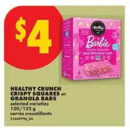No Frills HEALTHY CRUNCH CRISPY SQUARES or GRANOLA BARS offer