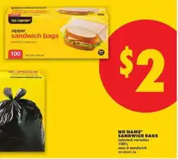 No Frills NO NAME SANDWICH BAGS offer