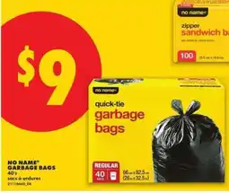 No Frills NO NAME GARBAGE BAGS offer