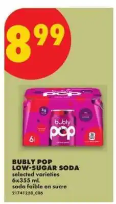 No Frills BUBLY POP LOW-SUGAR SODA offer