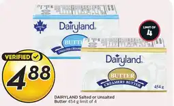 Sobeys Dairyland salted or unsalted butter offer