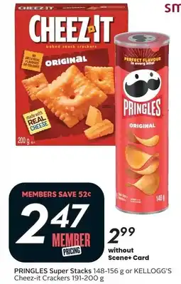Sobeys Pringles super stacks or kellogg's cheez-it crackers offer