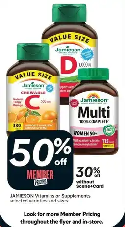 Sobeys Jamieson vitamins or supplements offer