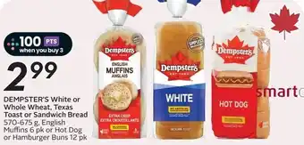 Sobeys Dempster's white or whole wheat, texas toast or sandwich bread offer