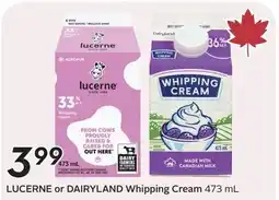 Sobeys Lucerne or dairyland whipping cream offer