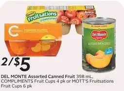 Sobeys Del monte assorted canned fruit compliments fruit cups or mott's fruitsations fruit cups offer