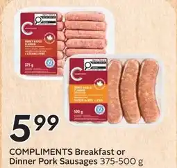 Sobeys Compliments breakfast or dinner pork sausages offer