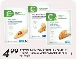 Sobeys Compliments naturally simple tilapia, basa or wild pollock fillets offer