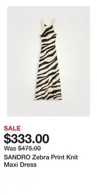 Holt Renfrew SANDRO Zebra Print Knit Maxi Dress offer