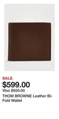 Holt Renfrew THOM BROWNE Leather Bi-Fold Wallet offer