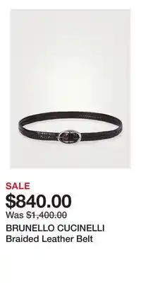 Holt Renfrew BRUNELLO CUCINELLI Braided Leather Belt offer