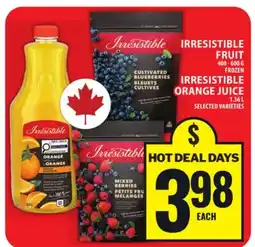 Food Basics IRRESISTIBLE ORANGE JUICE, MIXED BERRIES, FRUIT MELANGES offer