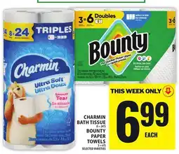 Food Basics CHARMIN BATH TISSUE 8=24 BOUNTY PAPER TOWELS 3-6 offer