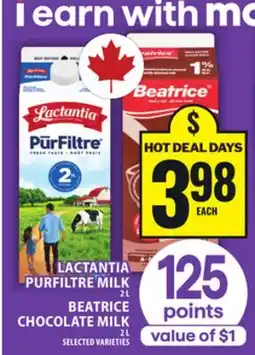 Food Basics LACTANTIA PURFILTRE MILK 2 L BEATRICE CHOCOLATE MILK offer