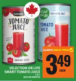 Food Basics SELECTION OR LIFE SMART TOMATO JUICE offer