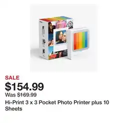TSC Stores Hi-Print 3 x 3 Pocket Photo Printer plus 10 Sheets offer