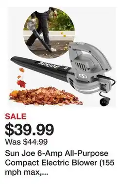TSC Stores Sun Joe 6-Amp All-Purpose Compact Electric Blower (155 mph max, platinum) offer