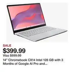 TSC Stores 14 Chromebook CX14 Intel 128 GB with 3 Months of Google AI Pro and 5 TB Storage offer
