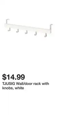 IKEA TJUSIG Wall/door rack with knobs, white offer